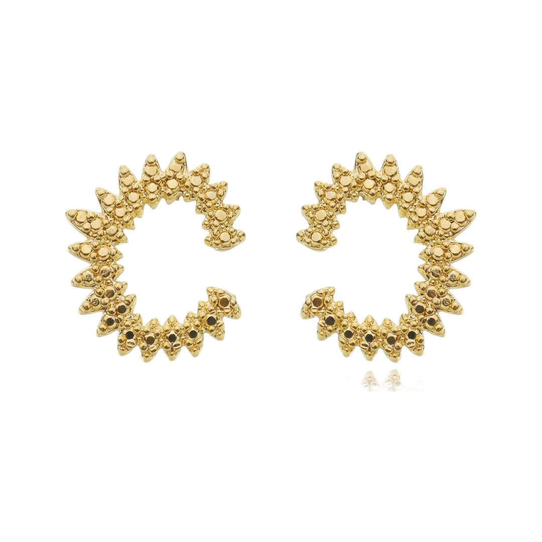 Brinco Argola Meia Lua Bolinhas dourado semijoia Work Semijoias