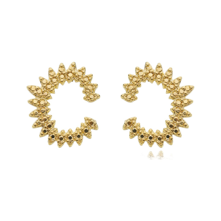 Brinco Argola Meia Lua Bolinhas dourado semijoia Work Semijoias