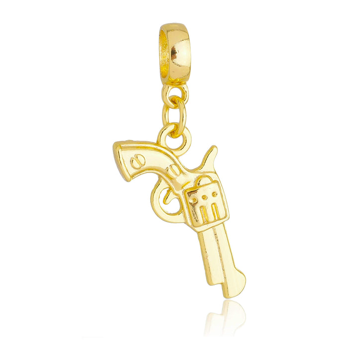 Berloque Revólver Arma dourado semijoia Work Semijoias