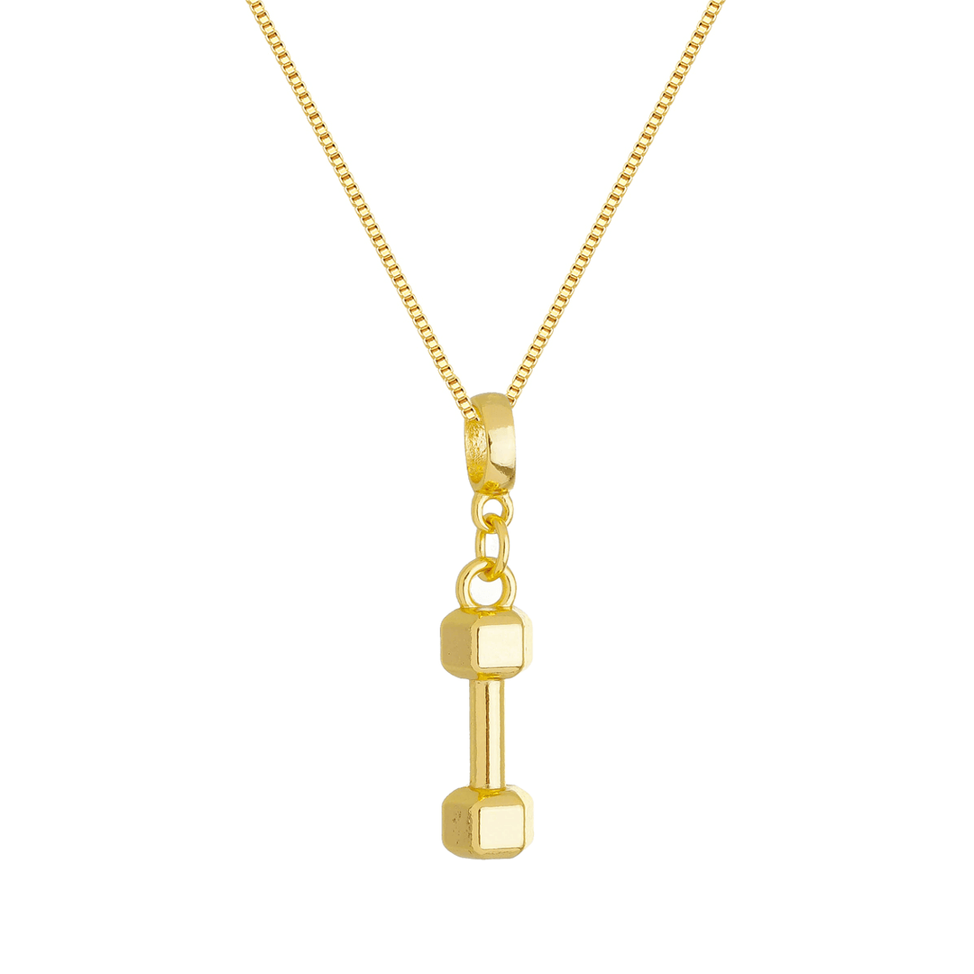 Colar Pingente Peso de Academia dourado semijoia Work Semijoias