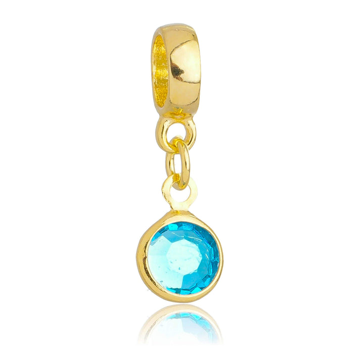 Berloque Cristal Azul Claro dourado semijoia Work Semijoias