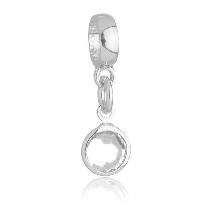 Berloque Cristal Transparente prateado semijoia Work Semijoias
