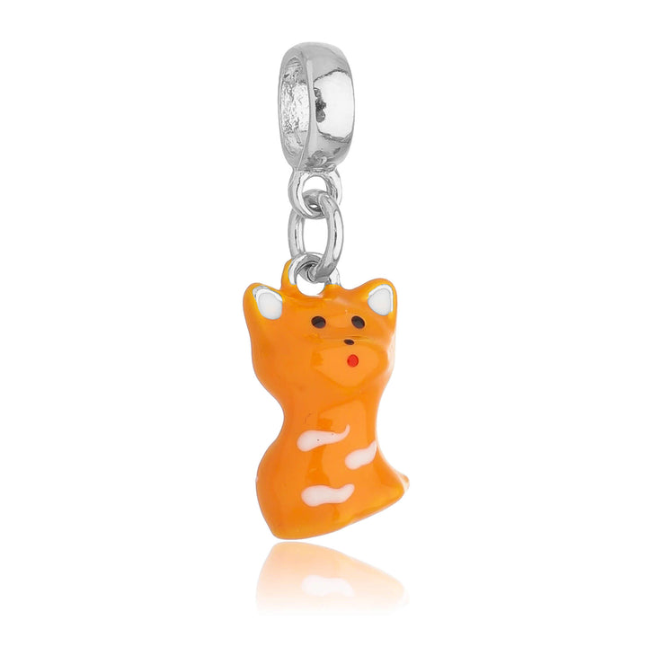 Berloque Gato Laranja prateado semijoia Work Semijoias