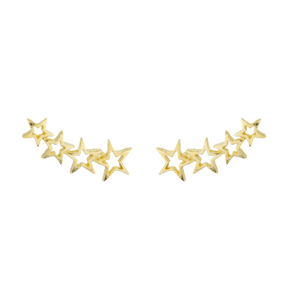 Brinco Ear Cuff Quatro Estrelas dourado semijoia Work Semijoias