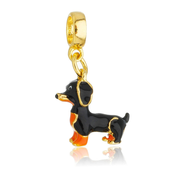 Berloque Cachorro Salsicha Dachshund dourado semijoia Work Semijoias