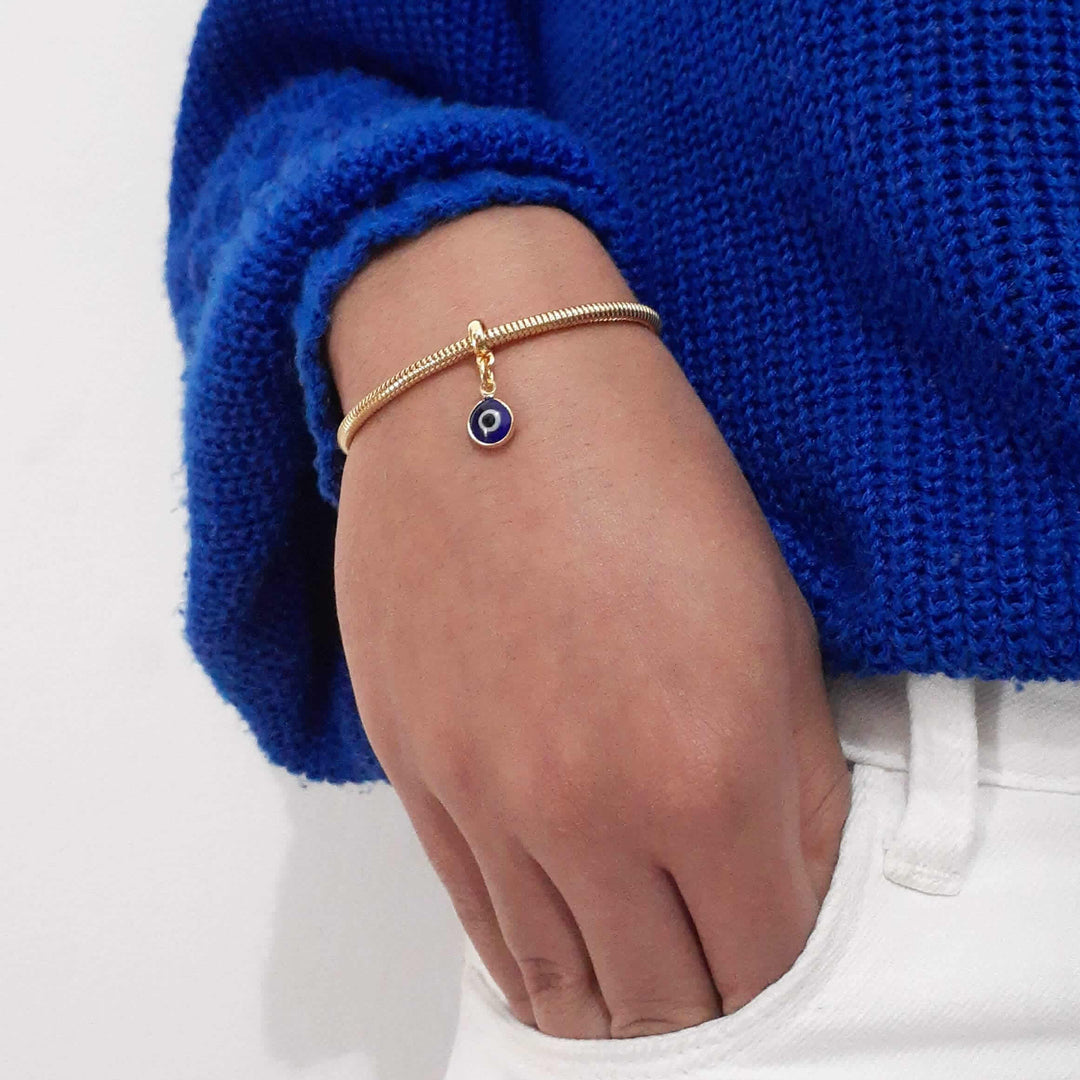 Pulseira Olho Grego Berloque Banhado a Ouro 18k