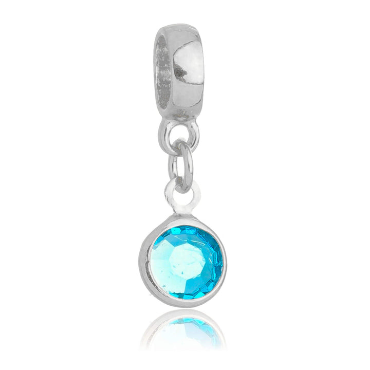 Berloque Cristal Azul Claro prateado semijoia Work Semijoias
