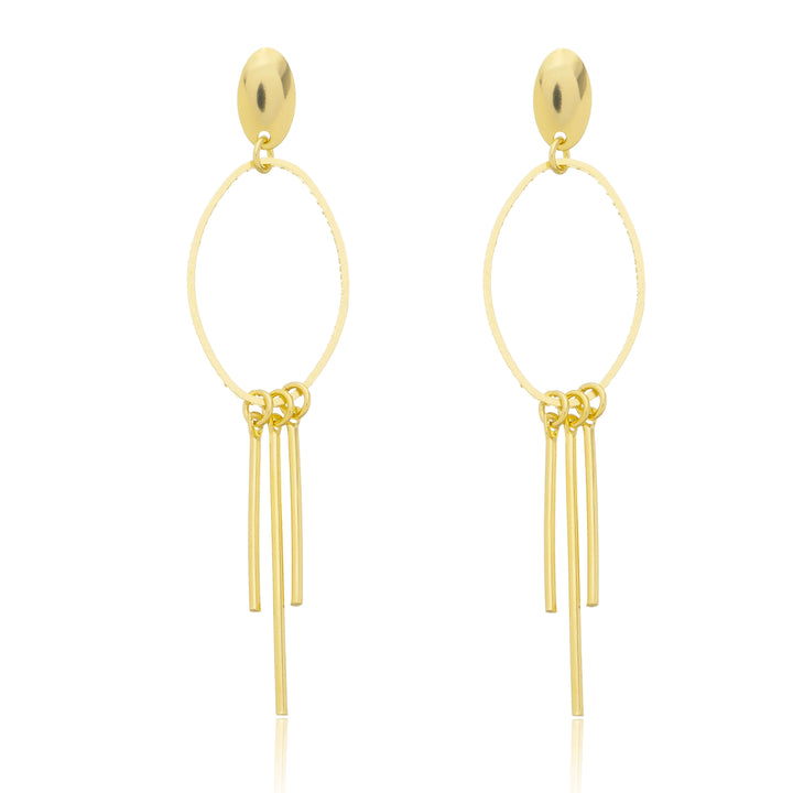 Brinco Argola Pendurada com Fios dourado semijoia Work Semijoias