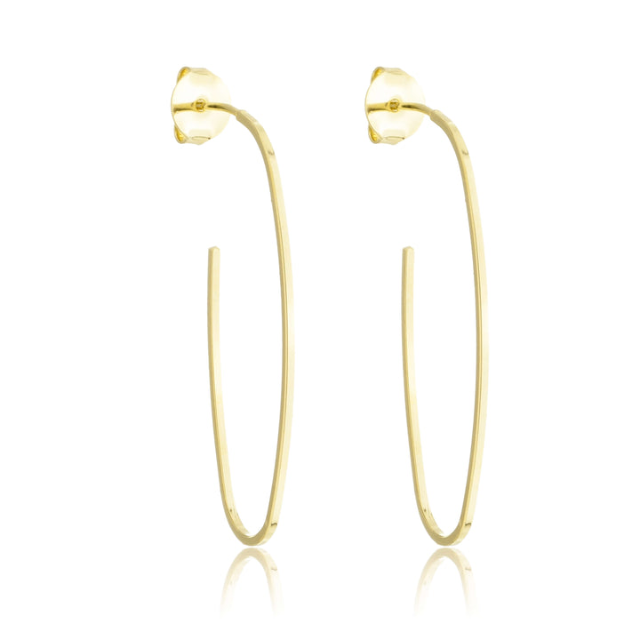 Brinco Argola Oval Fina Lisa dourado semijoia Work Semijoias