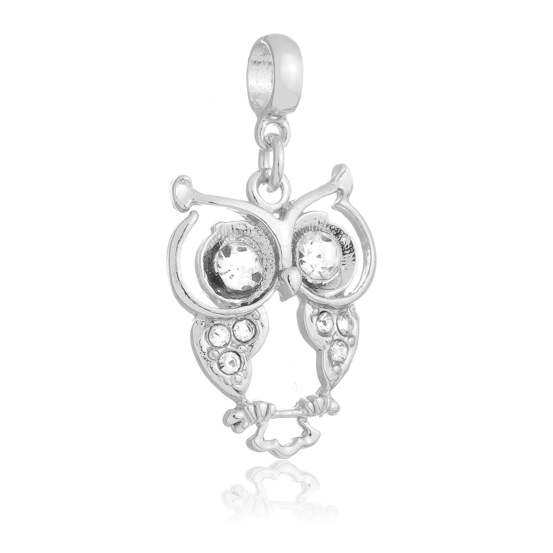 Pingente Coruja com Strass prateado semijoia Work Semijoias