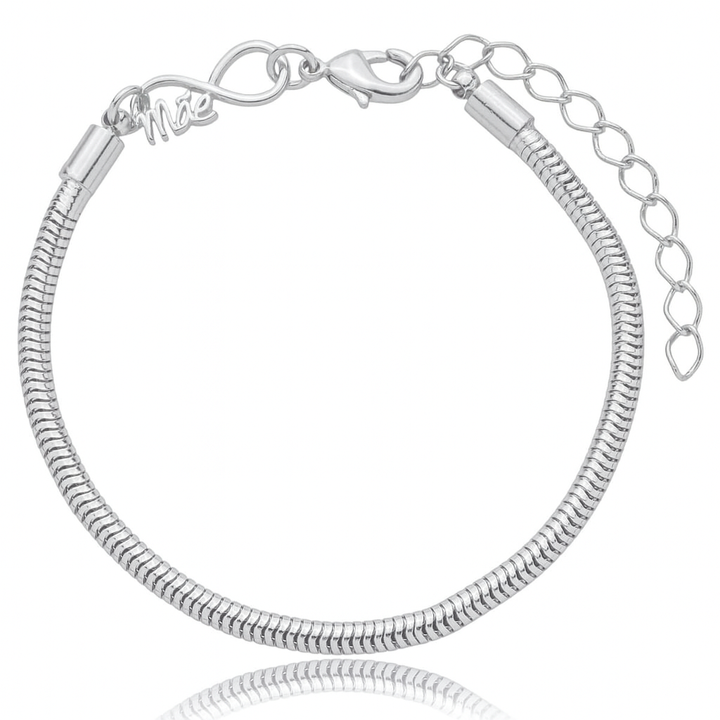 Pulseira para Berloque Fecho Infinito Mãe Extensor prateado semijoia Work Semijoias
