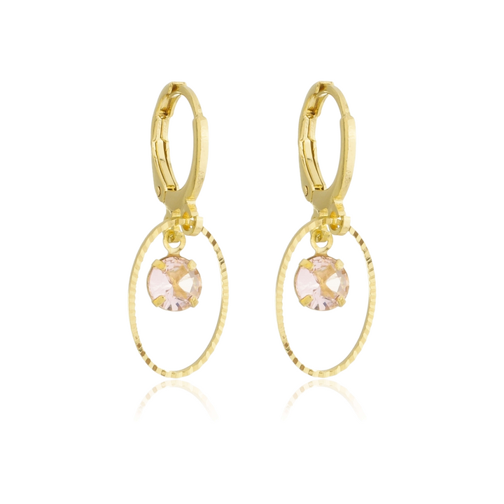 Brinco Argolinha Círculo com Pedra Zircônia Rose dourado semijoia Work Semijoias