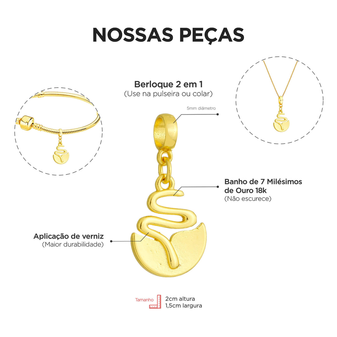 Colar Pingente Profissão Biologia Banhado a Ouro 18k