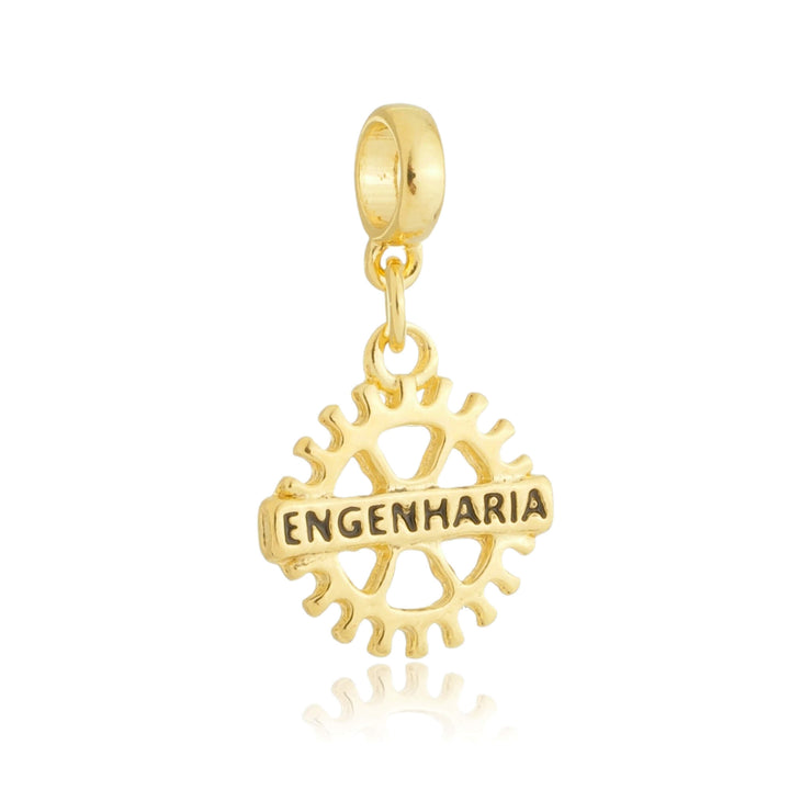 Berloque Símbolo da Engenharia dourado semijoia Work Semijoias
