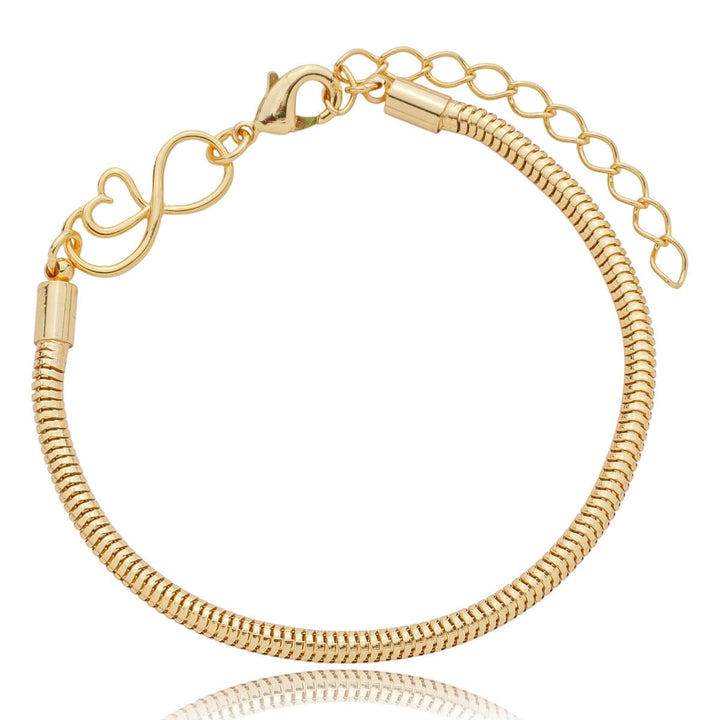 Pulseira Para Berloque Fecho Infinito coração Banhado a Ouro 18k