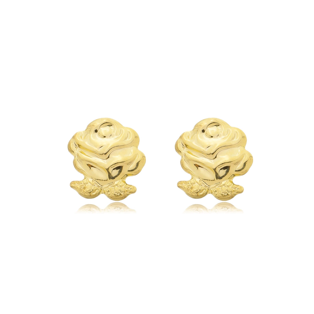 Brinco Flor dourado semijoia Work Semijoias