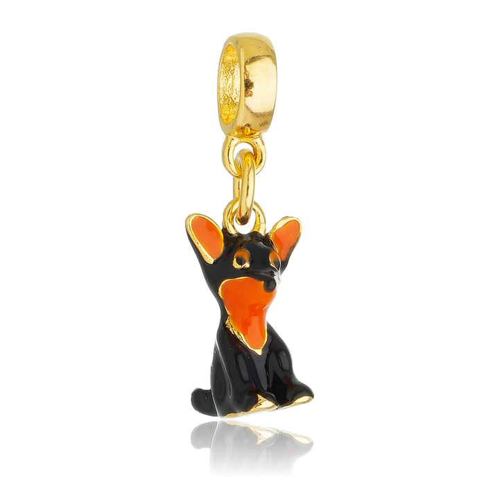 Berloque Cachorro Pinscher dourado semijoia Work Semijoias