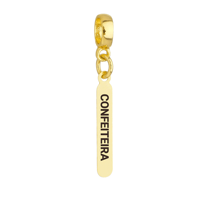 Berloque Plaquinha Confeiteira dourado semijoia Work Semijoias