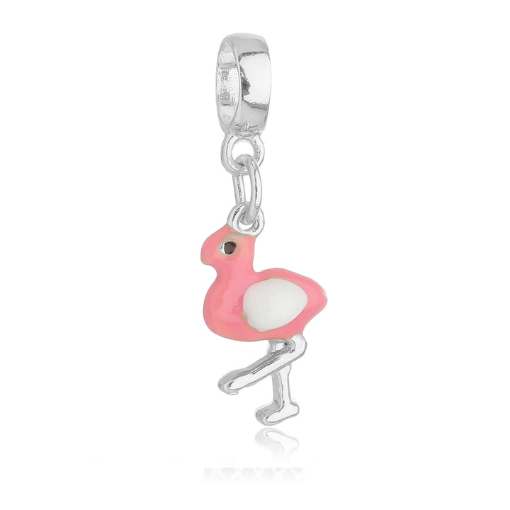 Berloque Flamingo prateado semijoia Work Semijoias