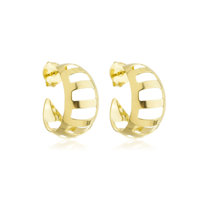 Brinco Tulipa Argola Vazado dourado semijoia Work Semijoias