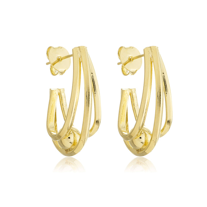 Brinco Argola Três Fios dourado semijoia Work Semijoias