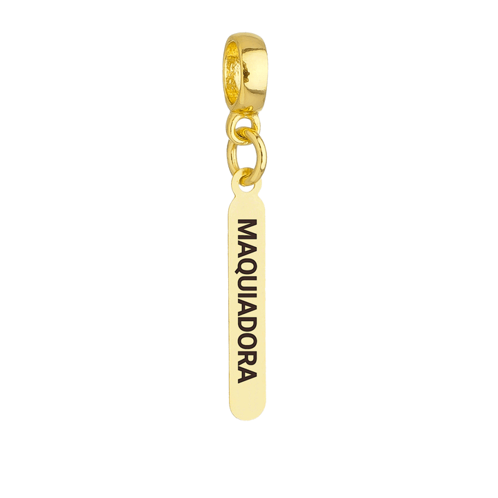 Berloque Plaquinha Maquiadora dourado semijoia Work Semijoias