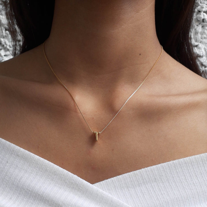 Colar Pingente Letra T Banhado a Ouro 18k