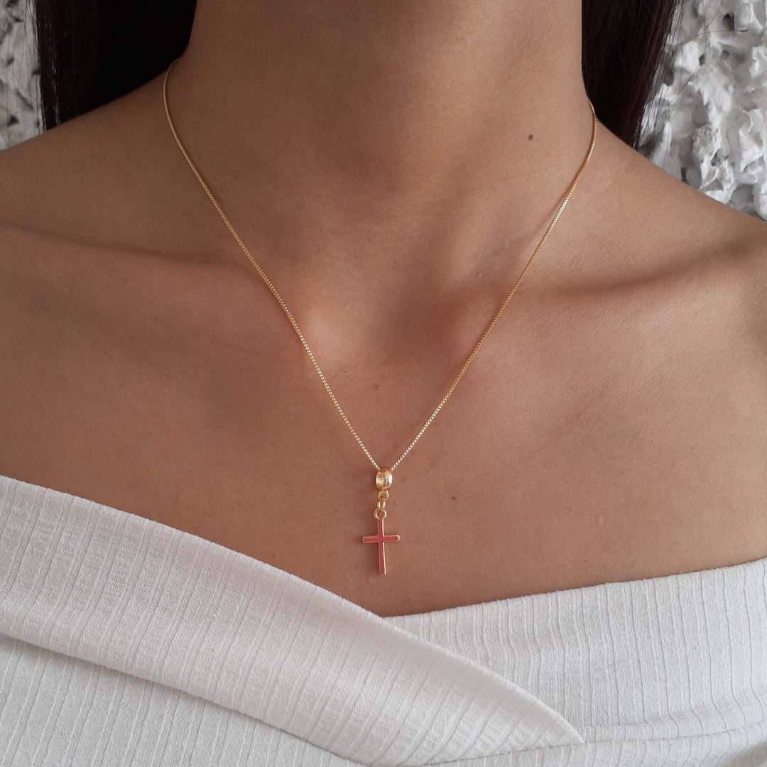 Colar Pingente Cruz Banhado a Ouro 18k