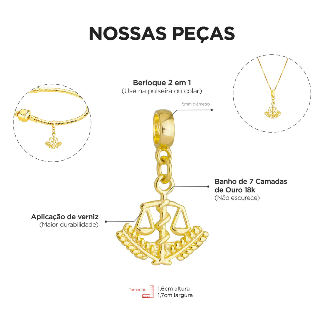 Colar Pingente Símbolo da Nutrição Banhado a Ouro 18k