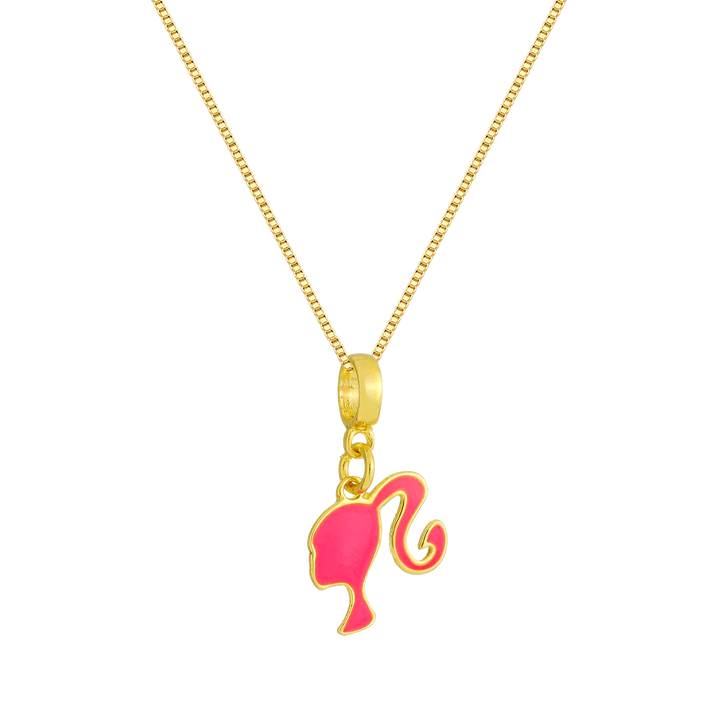 Colar Pingente Barbie dourado semijoia Work Semijoias
