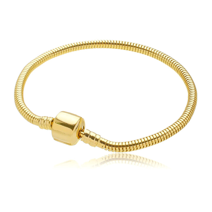 Pulseira Para Berloques Fecho Tambor Banhado a Ouro 18k