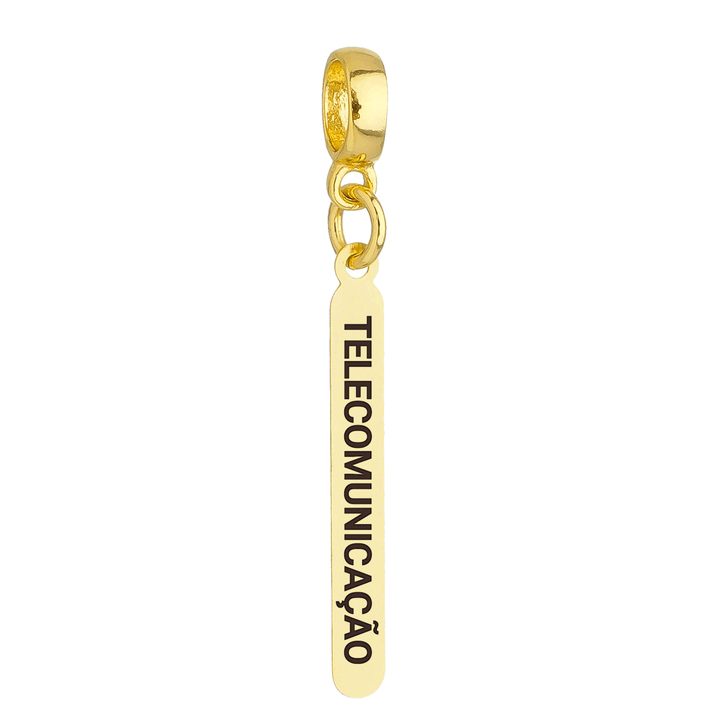 Berloque Plaquinha Telecomunicação dourado semijoia Work Semijoias