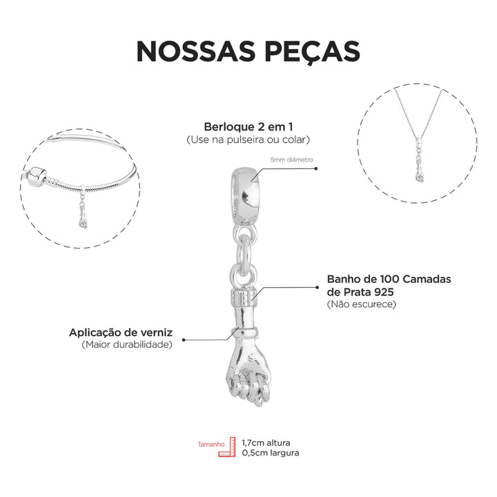 Colar Pingente Figa Banhado a Prata 925