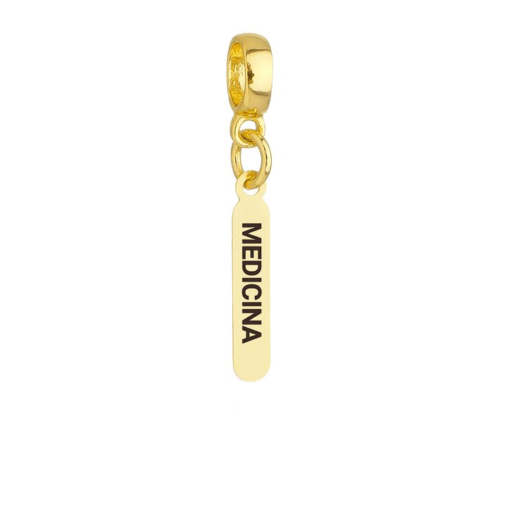 Berloque Plaquinha Medicina dourado semijoia Work Semijoias