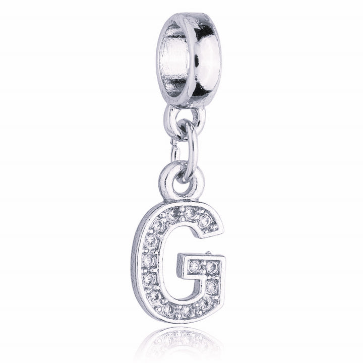 Berloque Letra G Cravejada Zircônia prateado semijoia Work Semijoias