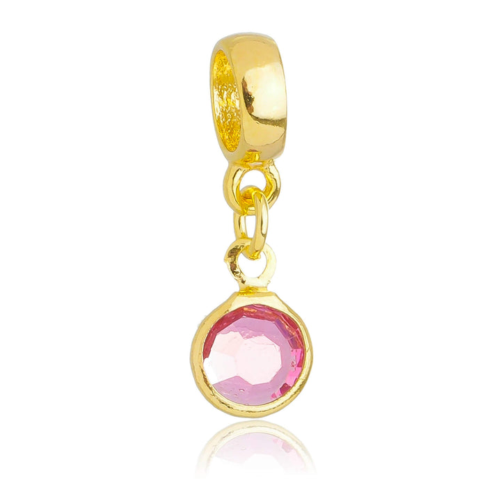 Berloque Cristal Rosa dourado semijoia Work Semijoias