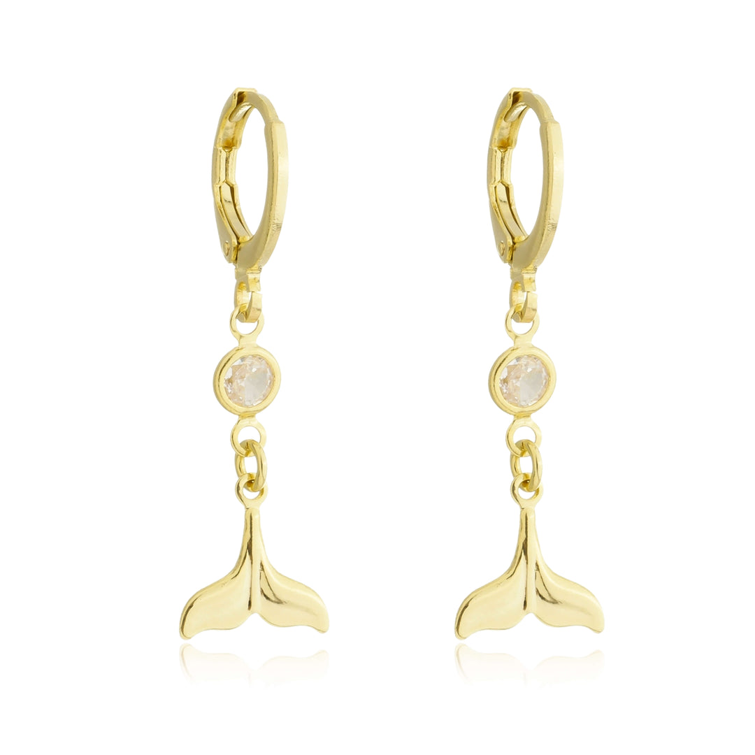 Brinco Argolinha Calda Sereia Strass dourado semijoia Work Semijoias