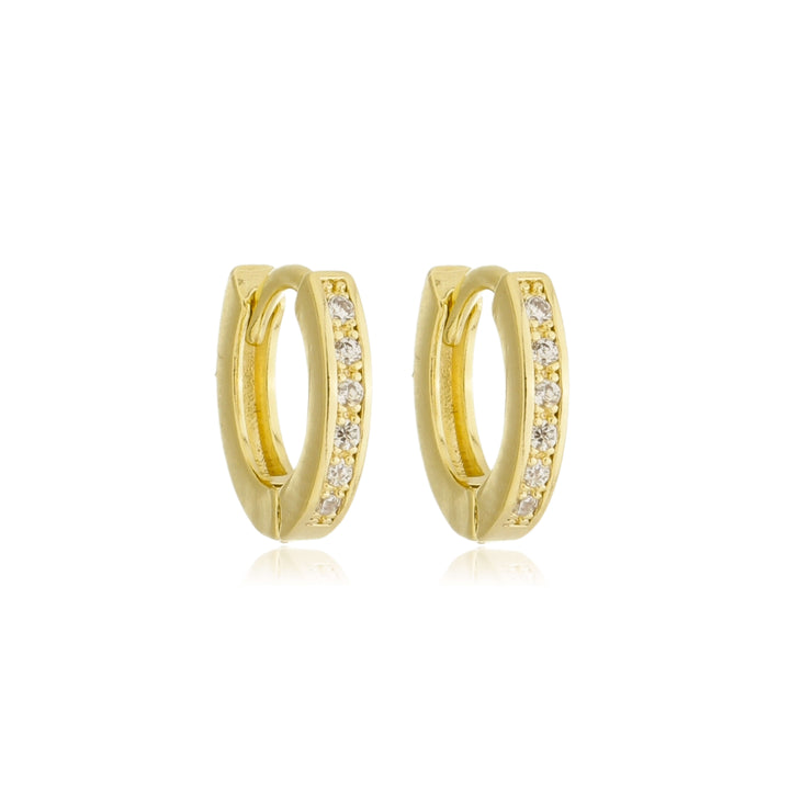 Brinco Argola Articulado Cravejado Zircônia Ouro 18k | Work Semijoias