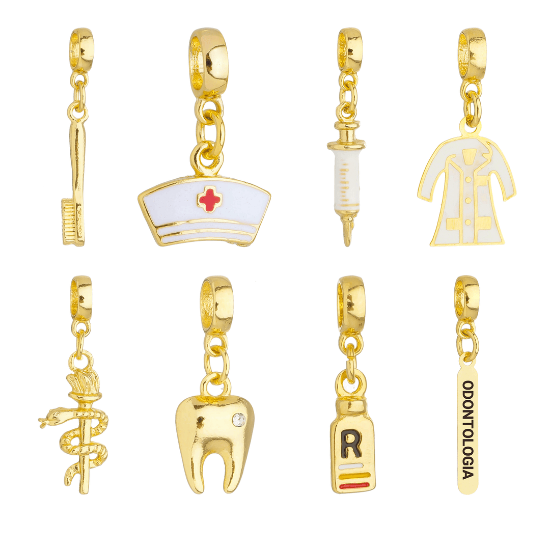 Berloques Odontologia Dentista Odonto Banhado a Ouro 18k