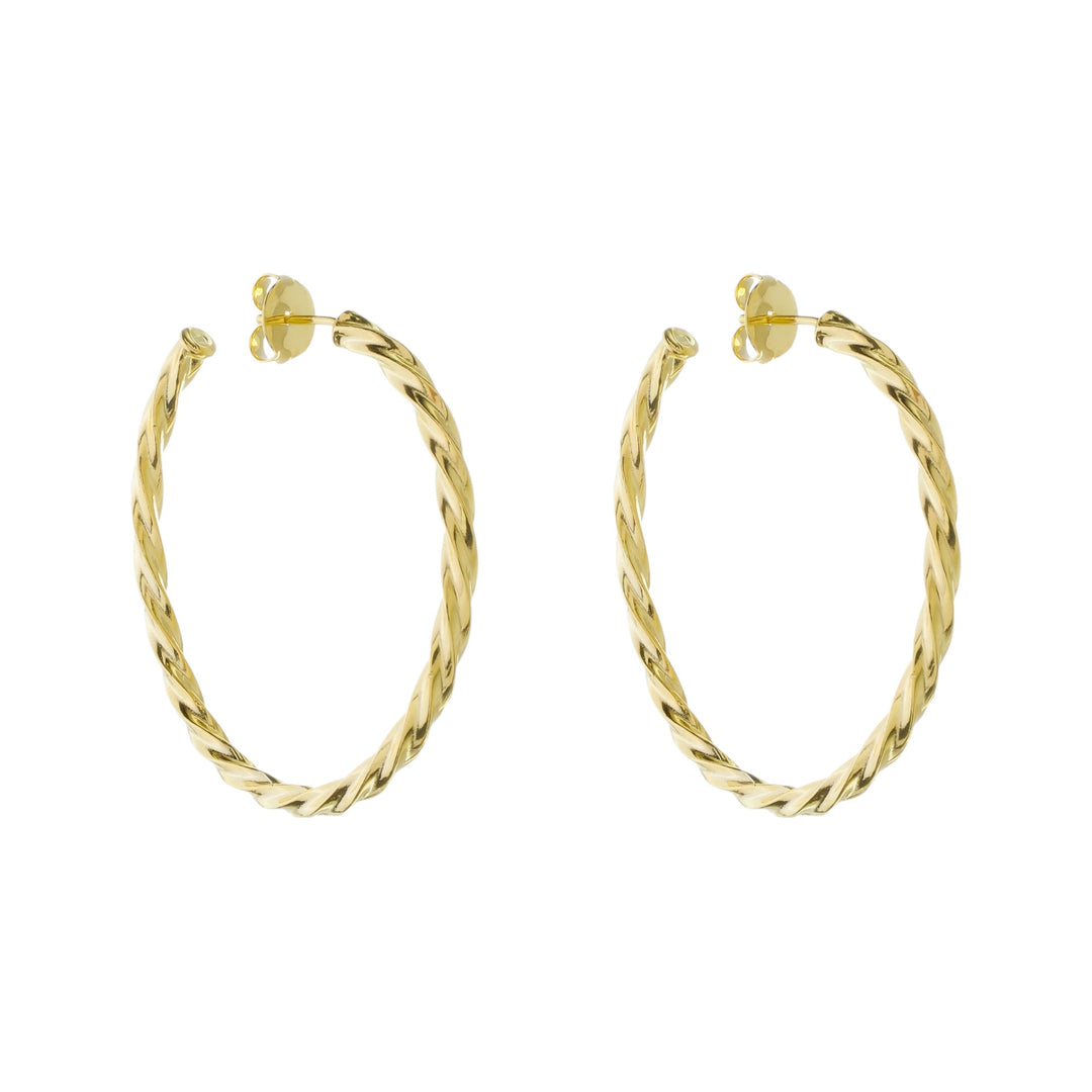 Brinco Argola Redonda Torcida dourado semijoia Work Semijoias