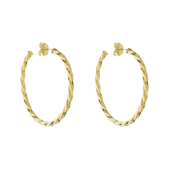 Brinco Argola Redonda Torcida dourado semijoia Work Semijoias