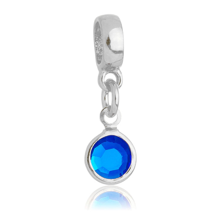 Berloque Cristal Azul prateado semijoia Work Semijoias