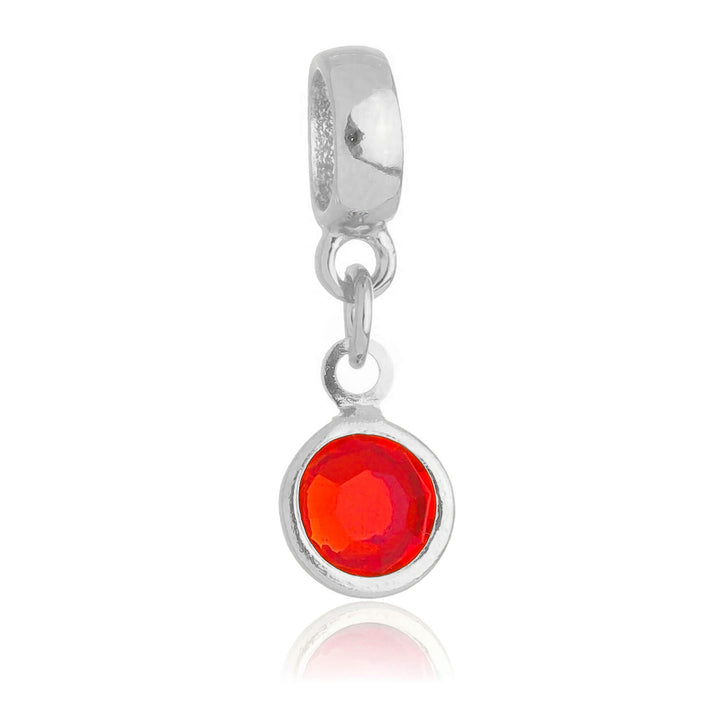 Berloque Cristal Vermelho prateado semijoia Work Semijoias