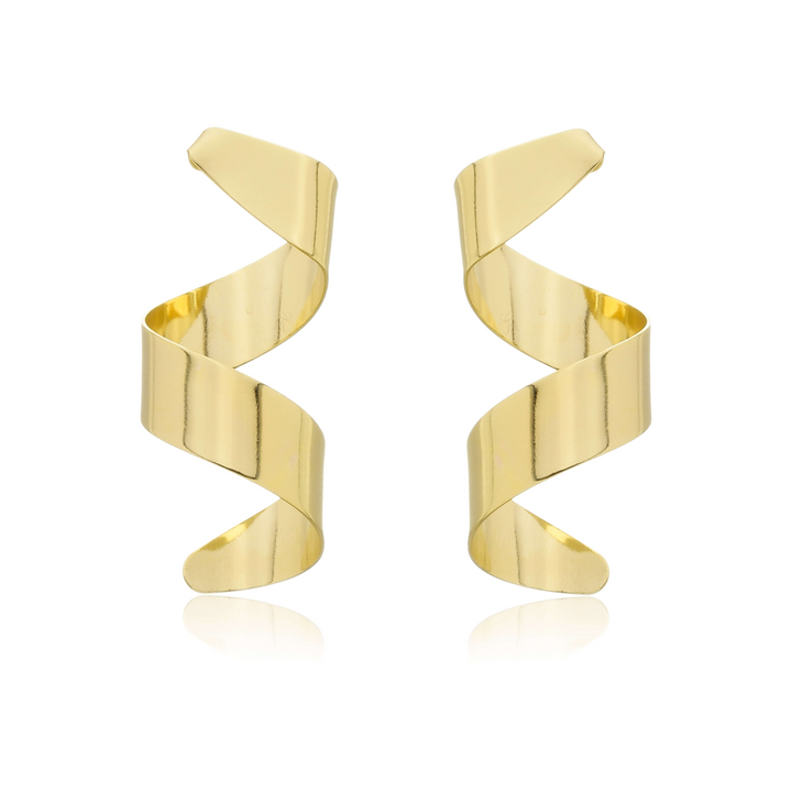 Brinco Espiral dourado semijoia Work Semijoias