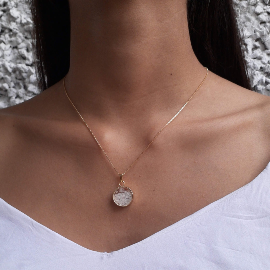 Colar Pingente Sal Grosso Banhado a Ouro 18k