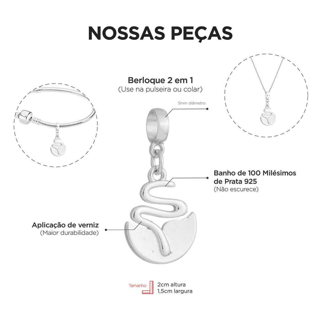 Colar Pingente Profissão Biologia Banhado a Prata 925