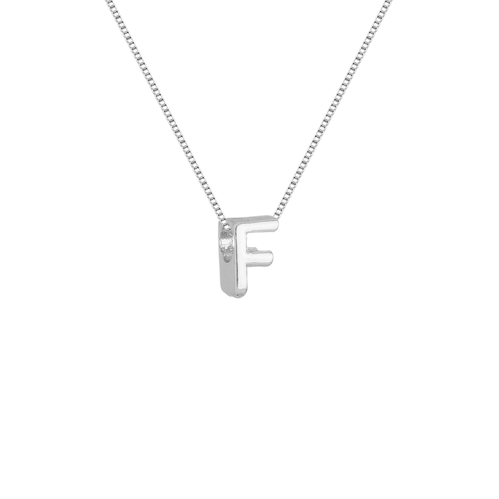Colar Pingente Letra F Banhado a Prata 925