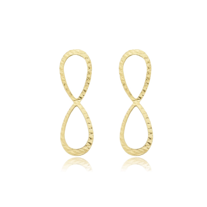 Brinco Símbolo Infinito Médio dourado semijoia Work Semijoias