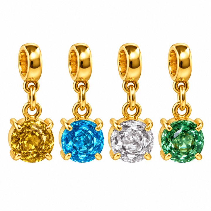 Berloques Rose Cut Cravejado Zircônia Banhado a Ouro 18k