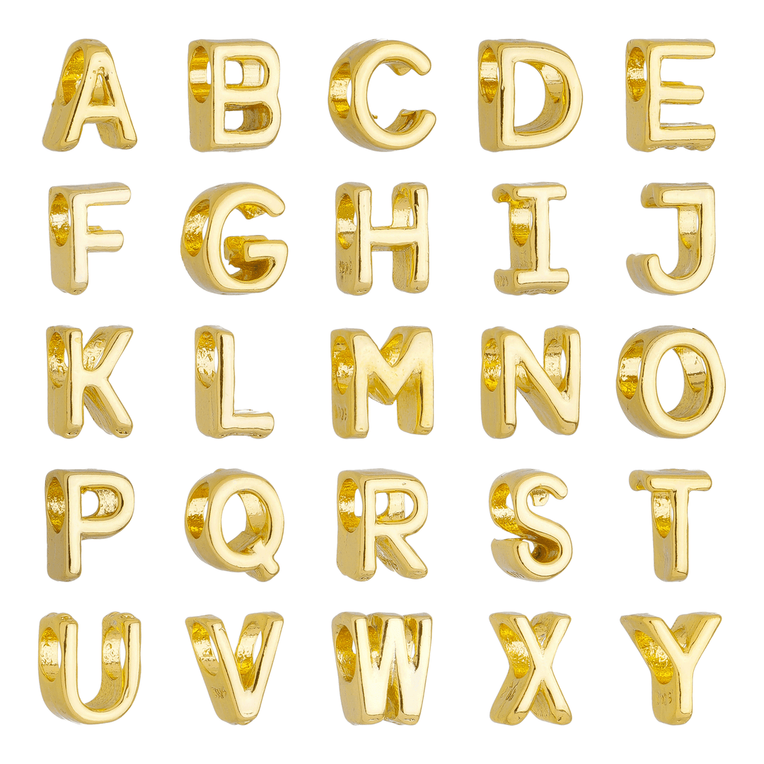 Berloque Letras de A-Z Alfabeto Separador Banhado a Ouro 18k